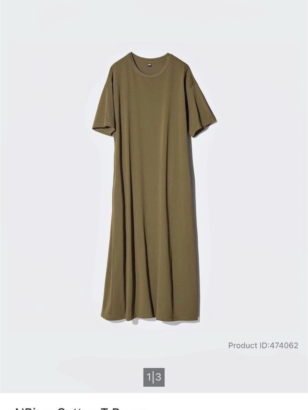 AIRism Cotton T Dress Cotton Maxi Dress in Olive Brown Size S